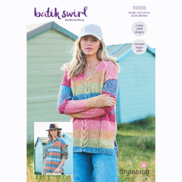 Stylecraft Batik Swirl DK Ladies Sweater & Top 10006 Knitting Pattern PDF  