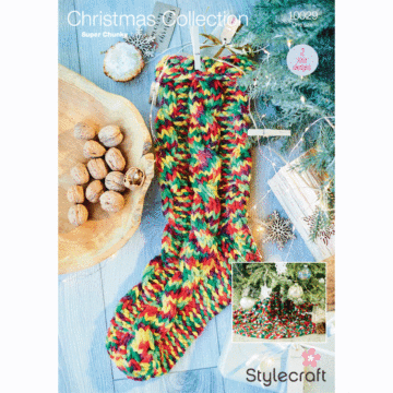 Stylecraft Winter Magic XL Tree Skirt & Stocking 10029 Knitting Pattern PDF  