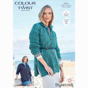 Stylecraft Colour Twist DK Ladies Cardigan Jackets 9921 Knitting Pattern PDF  
