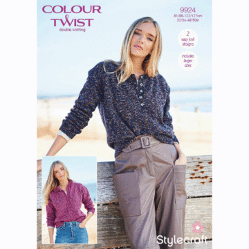 Stylecraft Colour Twist DK Ladies Sweater Tops9924 Knitting Pattern Download  