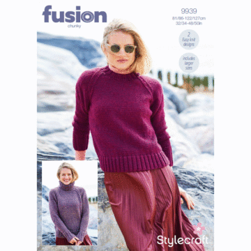 Stylecraft Fusion Chunky Ladies Sweaters 9939 Knitting Pattern Download  
