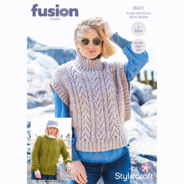 Stylecraft Fusion Chunky Ladies Sweater, Tank Top 9941 Knitting Pattern PDF  