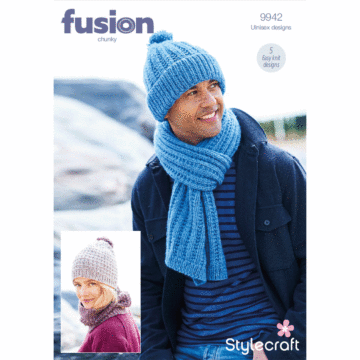 Stylecraft Fusion Chunky Unisex Accessories 9942 Knitting Pattern Download  