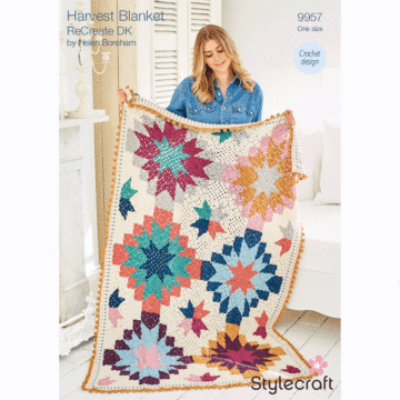 Stylecraft ReCreate DK Crochet Harvest Blanket 9957 Pattern Download  