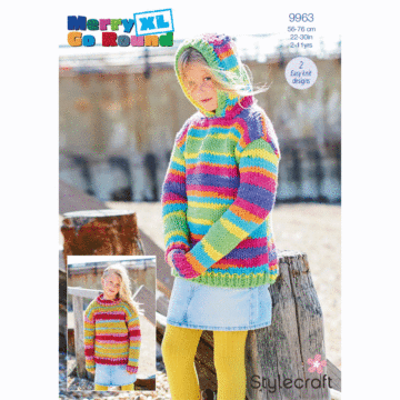 Stylecraft Merry Go Round XL Girls Sweaters 9963 Knitted Pattern Download  