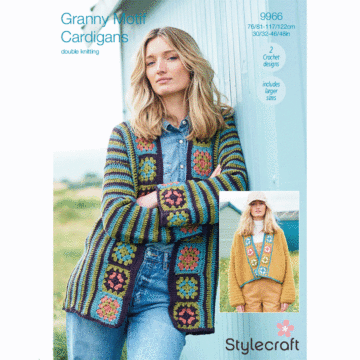 Stylecraft ReCreate DK Crochet Ladies Granny Motif Cardi 9966 Pattern PDF  