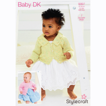 Stylecraft Baby Sparkle DK Girls Cardigans 9997 Knitting Pattern Download  