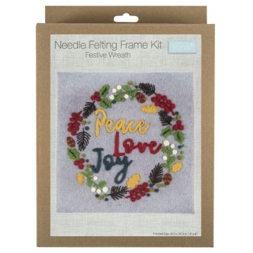 Needle Felting Frame Kit Peace Love Joy Multi 20.3cm x 20.3cm
