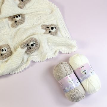 Knitted Baby Bear Blanket in WoolBox Imagine Lullaby Baby DK
