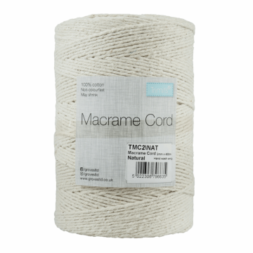 Reel of Macrame Cotton Cord Natural 2mm x 400mtr