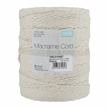 Reel of Macrame Cotton Cord Natural 3mm x 525m