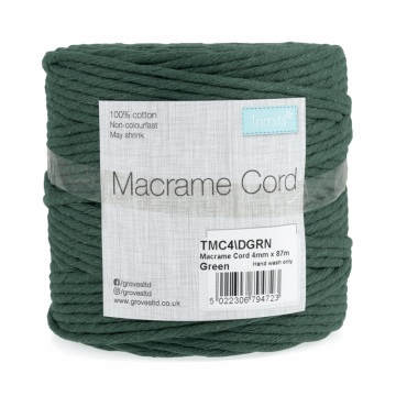 Reel of Macrame Cotton Cord Dark Green 87m x 4mm