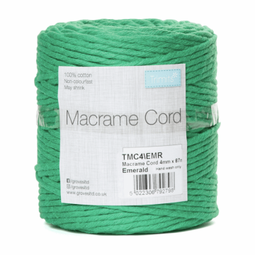 Reel of Macrame Cotton Cord Emerald 4mm x 87m