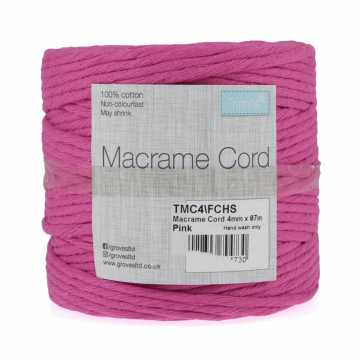 Reel of Macrame Cotton Cord Fuchsia 87m x 4mm