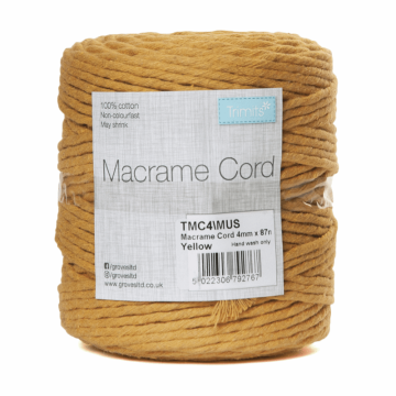 Reel of Macrame Cotton Cord Mustard 4mm x 87m