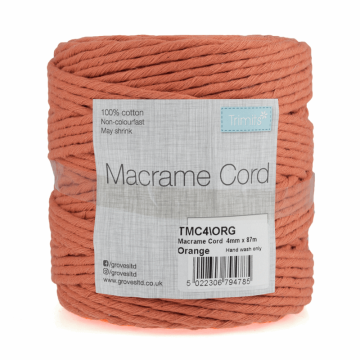 Reel of Macrame Cotton Cord Orange 87m x 4mm