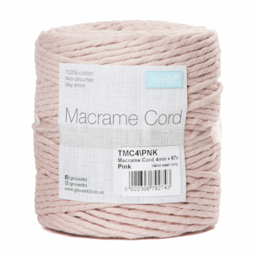 Reel of Macrame Cotton Cord Light Pink 4mm x 87m