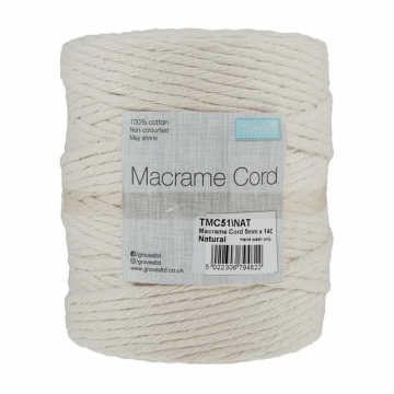Reel of Macrame Cotton Cord Natural 5mm x 140m