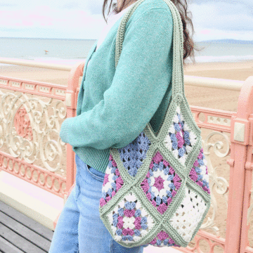 Granny Square Tote Bag Crochet Pattern Kit in WoolBox Imagine Classic DK - Winter Colourway