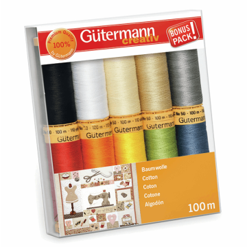 Gutermann Natural Cotton Thread Set Brights Assorted 10rls x 100m