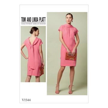 Vogue Sewing Pattern 1544 (A5) - Misses Dress with Collar & Tie 6-14 V1544  6-14