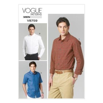 Vogue Sewing Pattern 8759 (MUU) - Mens Shirt 34-40 V8759 34-40