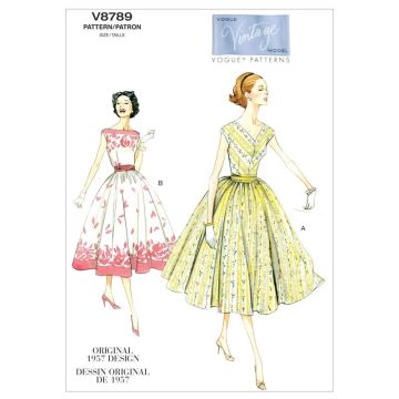 Vogue Sewing Pattern 8789 (E5) - Misses Dress & Cummerbund 14-22 V8789 14-22