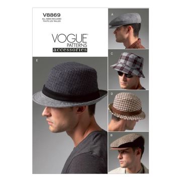 Vogue Sewing Pattern 8869 - Mens Hats All Sizes V8869 All Sizes