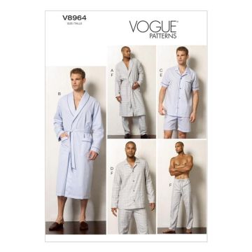 Vogue Sewing Pattern 8964 (MUU) - Mens Robe Top & Pants V8964 34-40 V8964 34-40