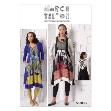 Vogue Sewing Pattern 9108 (ZZ) - Misses Top Dress & Leggings L-XXL V9108 L-XXL