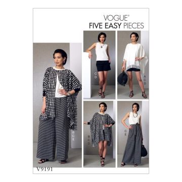 Vogue Sewing Pattern 9191 (Y) - Misses Ponchos Top, Shorts & Pants S-M V9191 S-M