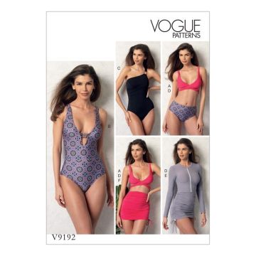 Vogue Sewing Pattern 9192 (A5) - Bikini, Swimsuit & Cover-Ups 6-14 V9192  6-14