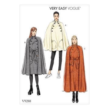 Vogue Sewing Pattern 9288 (ZZ) - Misses Cape & Belt L-XXL V9288 L-XXL