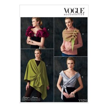 Vogue Sewing Pattern 9291 (XY) - Misses Wraps Shrug & Scarf S-L V9291 S-M-L