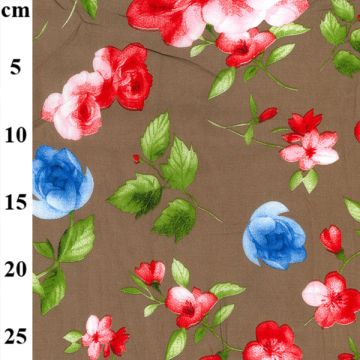 Garden Print Viscose Fabric Tan 142cm