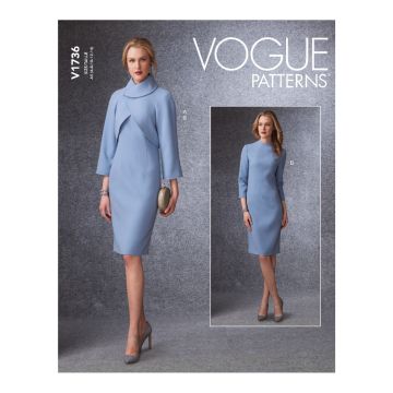 Vogue Sewing Pattern 1736 (A5) - Raglan Sleeve Jacket Dress 6-14 V1736A5 6-14
