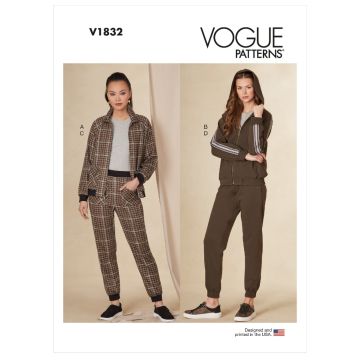 Vogue Sewing Pattern 1832 (A) - Misses Jacket & Pants XS-XXL V1832A XS-XXL