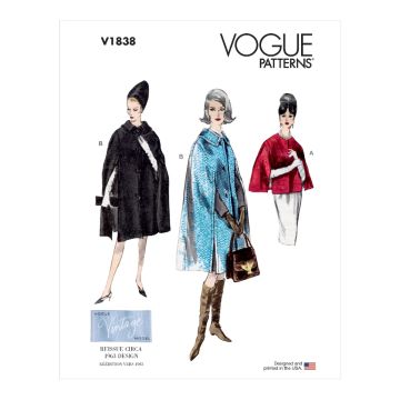 Vogue Sewing Pattern 1838 (A) - Misses Cape S-XXL V1838A S-XXL