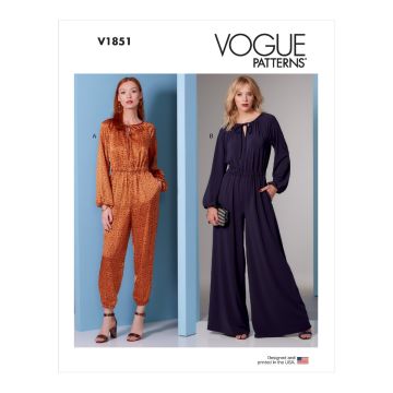 Vogue Sewing Pattern 1851 (A) - Misses Petite Jumpsuit S-XXL V1851A S-XXL