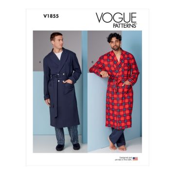 Vogue Sewing Pattern 1855 (MXX) - Mens Robe & Belt 40-46 V1855MXX 40-46