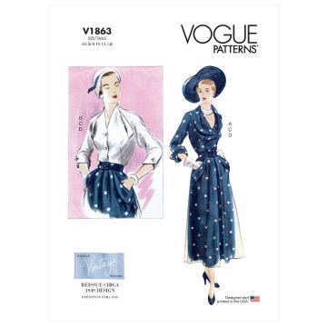 Vogue Sewing Pattern 1863 (A5) - Misses Blouse Skirt & Belt 6-14 V1863A5 6-14