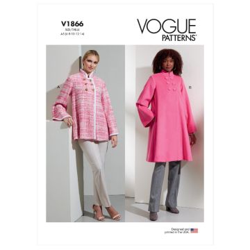 Vogue Sewing Pattern 1866 (A5) - Misses Coat 6-14 V1866A5 6-14