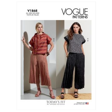 Vogue Sewing Pattern 1868 (A) - Misses Top & Pants A-J V1868A A-J