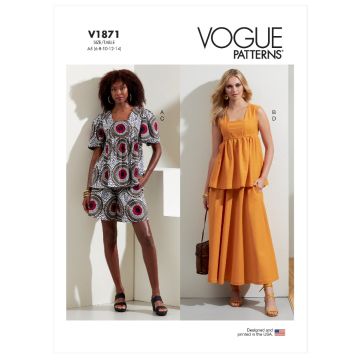 Vogue Sewing Pattern 1871 (Y5) - Misses Tops Shorts & Skirt 6-14 V1871Y5 6-14