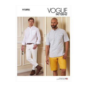 Vogue Sewing Pattern 1895 (MUU) - Mens Shirts Shorts & Pants 34-40 V1895MUU 34-40