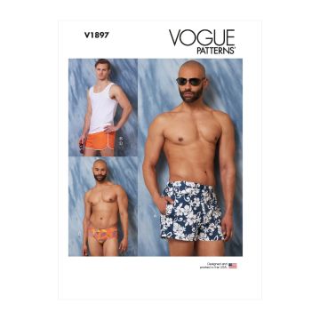 Vogue Sewing Pattern 1897 (XN) - Mens Swimsuits & Tank Top XL-XXXL V1897XN XL-XXXL