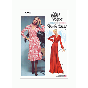 Vogue Sewing Pattern V2000(H5) Misses' DVF Wrap Dress- Diane Von Furstenberg  6-8-10-12-14
