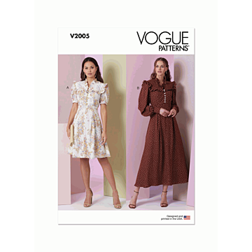 Vogue Sewing Pattern V2005(U5) Misses' Dress-Two Lengths & Sleeve Variations  16-18-20-22-24