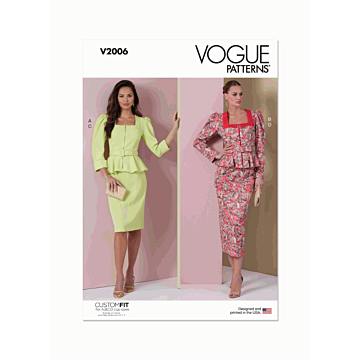 Vogue Sewing Pattern V2006 (B5) Misses' Two Piece Dress  8-10-12-14-16