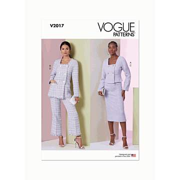 Vogue Sewing Pattern V2017 (B5) Misses' Jacket in Two Lengths, Skirt & Pants  8-10-12-14-16